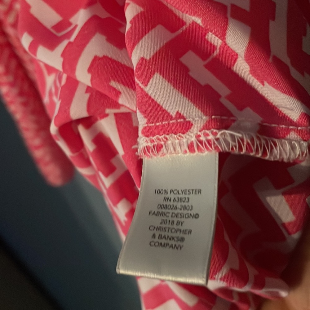 GJ Banks 3X magenta & white 3/4 sleeve blouse - Picture 5 of 6